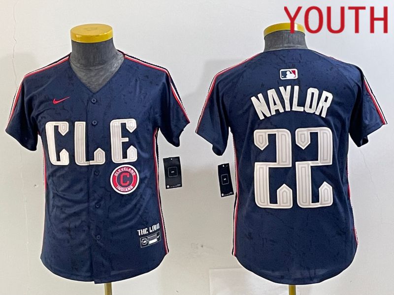Youth Cleveland Indians #22 Naylor Blue City Edition Nike 2024 MLB Jersey style 5->youth mlb jersey->Youth Jersey